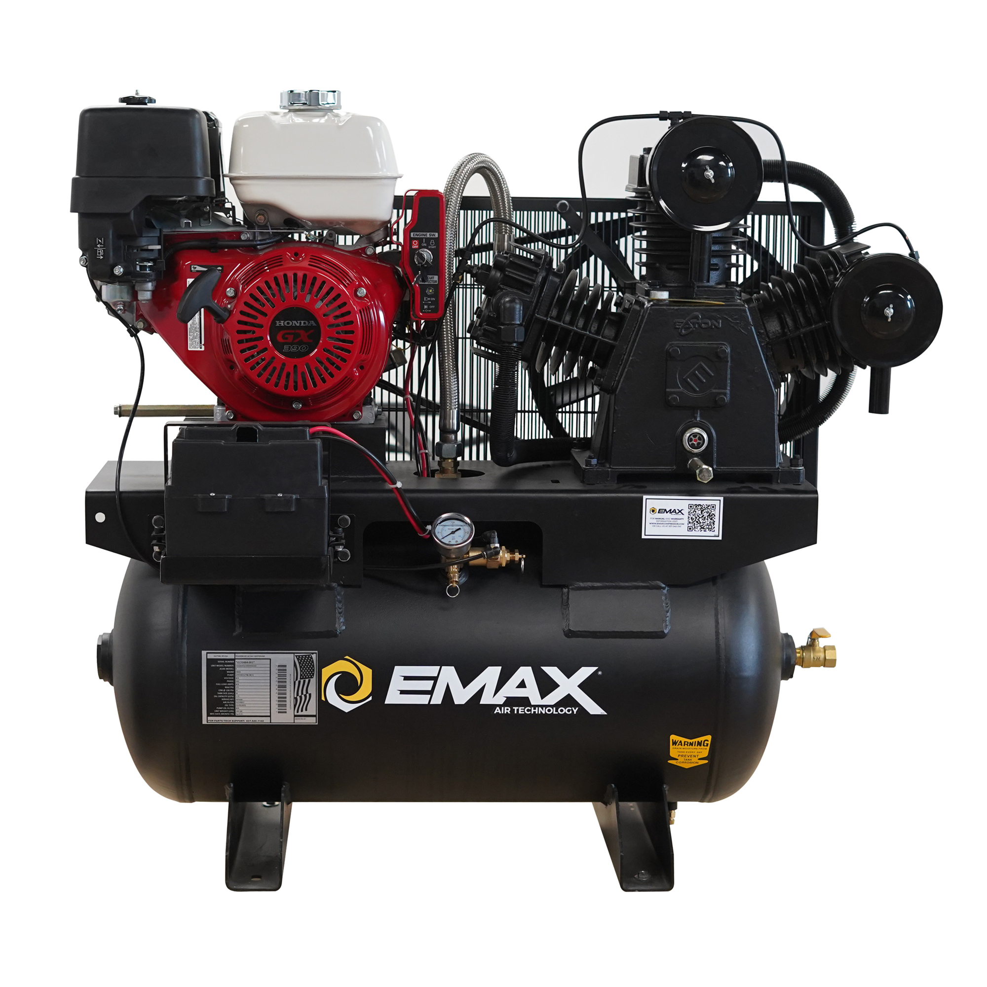 EMAX Honda Gas Driven w/Elec. Start 13HP 3Cyl NEW MAXFLO 30 gal.Truck Mount Stationary Air Compressor